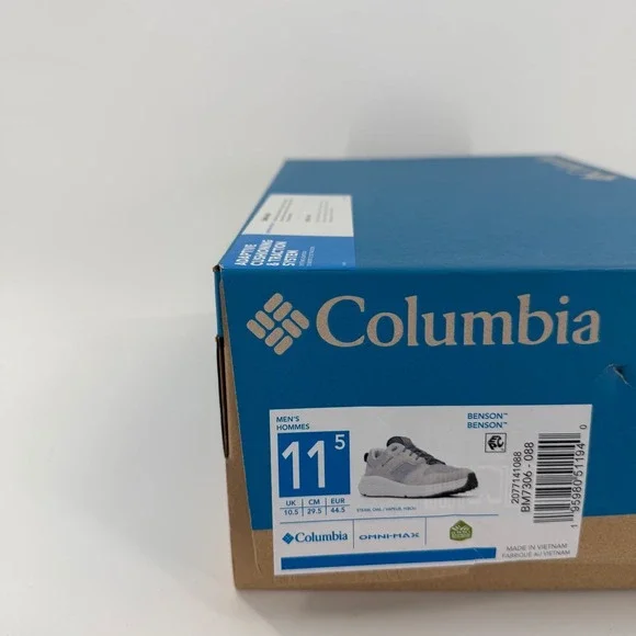 Columbia Omni-Max Mens Grey Suede Mesh Hiking Walking Sneakers Shoes Sz 11.5
